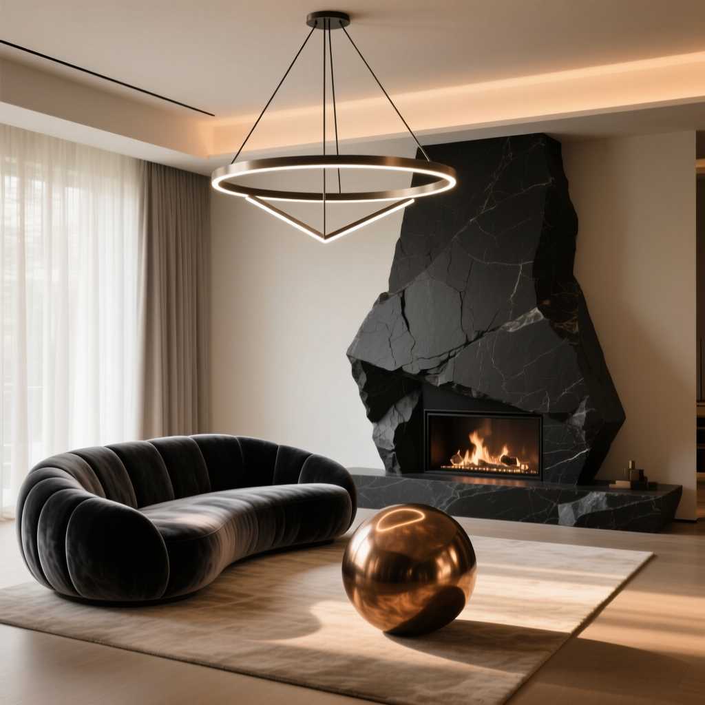 Идеи декора для гостиной в современном стиле: игра с текстурами и формами